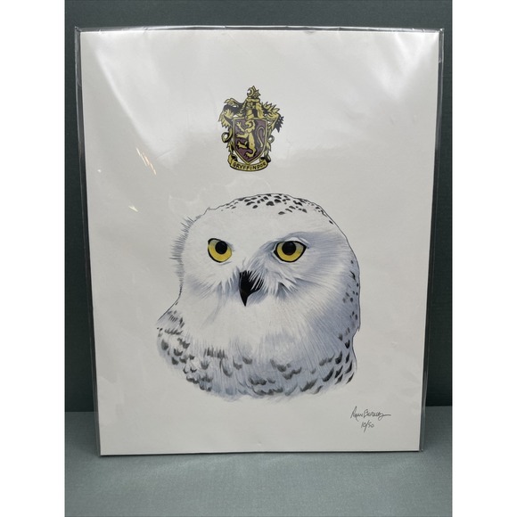 Art Print Ryan Berkley‎ Harry Potter Hegwig Owl Gryffindor Limit Edition Signed